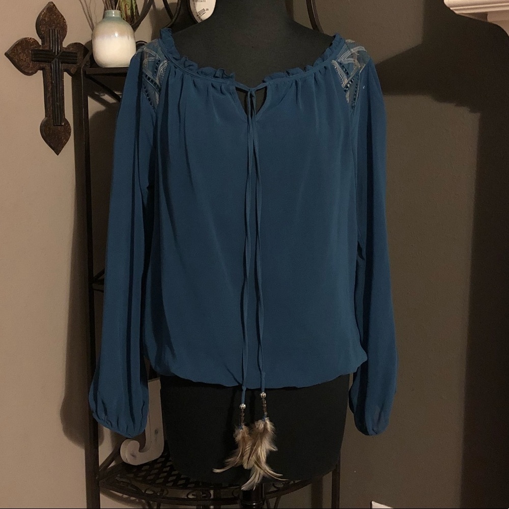 Esley Boho Peasant Blouse Top